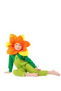 fleur ; combinaison ; cagoule ; vert ; orange ; nature ; enfant ; 2 ; 4